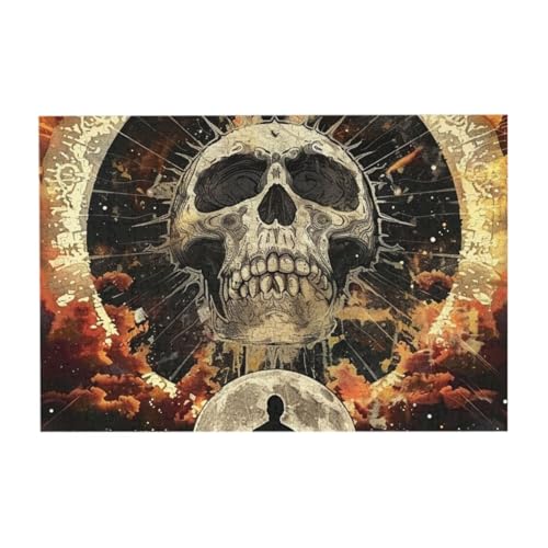 Totenkopf Sonne und Mond Puzzle aus Fotos, 300 Teile Puzzles für Erwachsene Kunst, herausfordernde Puzzles für Wohnkultur von CFAN