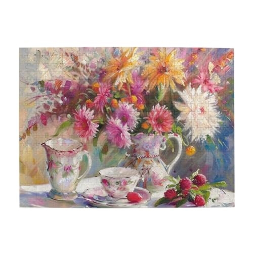 Vase mit Blumen und Tasse, 500 Teile, herausforderndes Familienspiel, Puzzle, lustiges Puzzle für Erwachsene und Kinder von CFAN