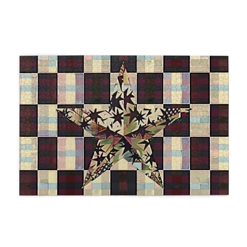 Vintage Texas Star on Checkered Puzzles for Adults/Kids, 1000 Pieces Jigsaw Puzzle for Family Christmas Birthday, Gift for Men Women von CFAN