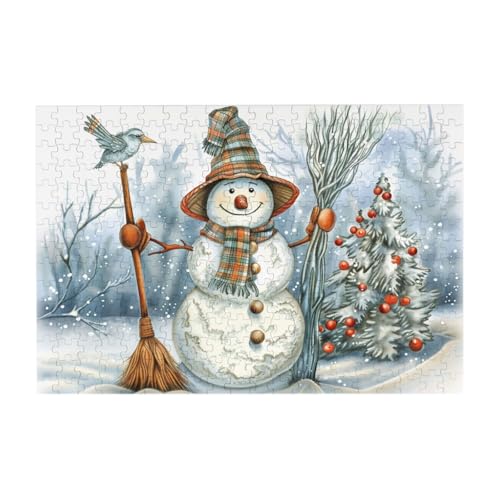 Weihnachten Winter Schneemann Puzzle aus Fotos, 300 Teile Puzzles für Erwachsene Kunst, herausfordernde Puzzles für Wohnkultur von CFAN