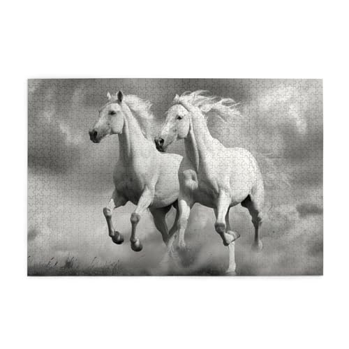 White Horses Running Across Field Puzzles for Adults/Kids, 1000 Pieces Jigsaw Puzzle for Family Christmas Birthday, Gift for Men Women von CFAN