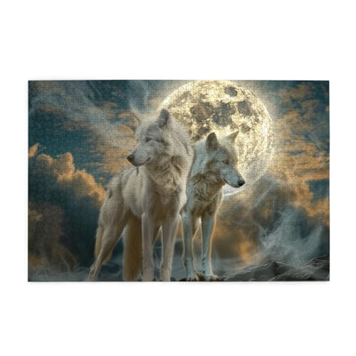 White Wolfs and Full Moon Puzzles for Adults/Kids, 1000 Pieces Jigsaw Puzzle for Family Christmas Birthday, Gift for Men Women von CFAN