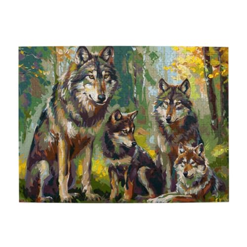 Wolf Familie im Wald 500 Teile Puzzles, herausforderndes Familienspiel Puzzles, lustiges Puzzle für Erwachsene und Kinder von CFAN