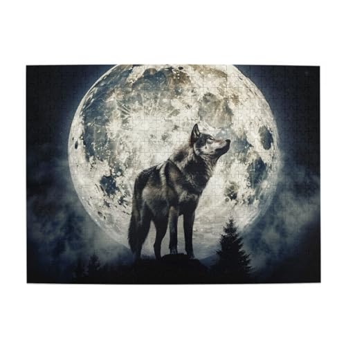 Wolf Heulender und Vollmond 500 Teile Puzzles, herausforderndes Familienspiel Puzzles, lustiges Puzzle für Erwachsene und Kinder von CFAN