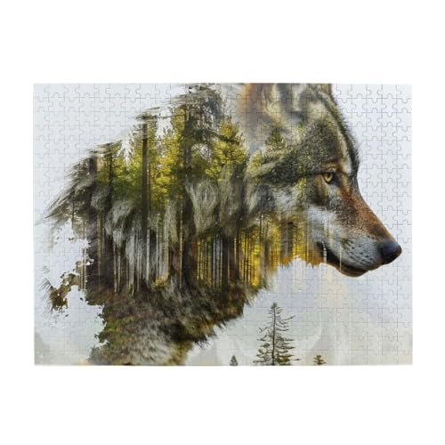 Wolf und Wald Schatten 500 Teile Puzzles, herausforderndes Familienspiel Puzzles, lustiges Puzzle für Erwachsene und Kinder von CFAN