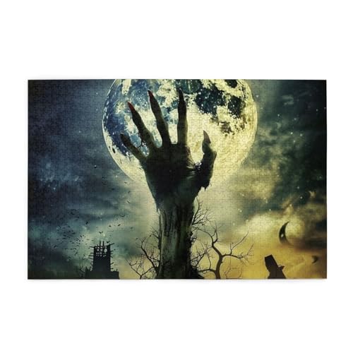 Zombie Hand mit Vollmond Puzzles für Erwachsene/Kinder, 1000 Teile Puzzle für Familie Weihnachten Geburtstag, Geschenk für Männer Frauen von CFAN