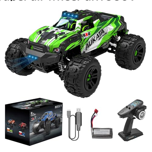 CFITANK Ferngesteuertes Auto, 2,4 GHz, 1/18 RC Auto, Geländefahrzeug, 36 km/h, elektrisches Spielzeug, mit LED, ferngesteuertes Auto, Crawlers für Kinder, 6 – 12 Jahre (grün) von CFITANK