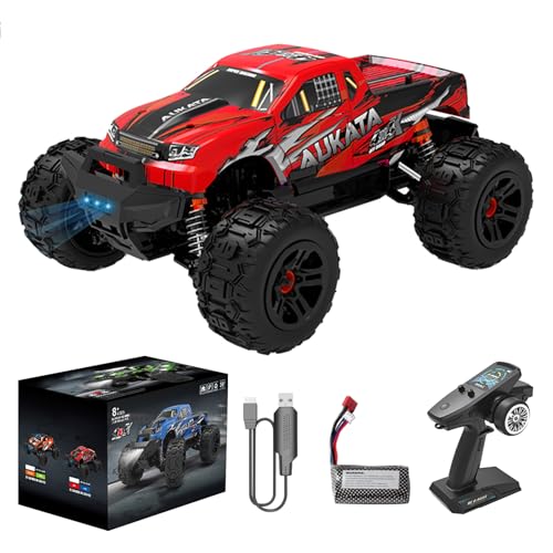 CFITANK Ferngesteuertes Auto, 2,4 GHz, 1/18 RC Auto, Geländefahrzeug, 36 km/h, elektrisches Spielzeug, mit LED, ferngesteuertes Auto, Crawlers für Kinder, 6-12 Jahre (rot) von CFITANK