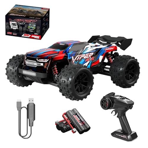 CFITANK Ferngesteuertes Auto, 2,4 GHz, High Speed Auto, RC Buggy, ferngesteuert, 1/16, 4 WD 36 km/h, RC Auto, ferngesteuertes Auto, Crawlers für Kinder 6-12 Jahre (Rot Blau) von CFITANK