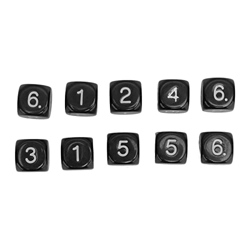 16 Mm Nummern DICE6 SI 20pcs 6 -Seiten -Zahlen Würfel Kunststoff Plastik (Black) von CFTGIW