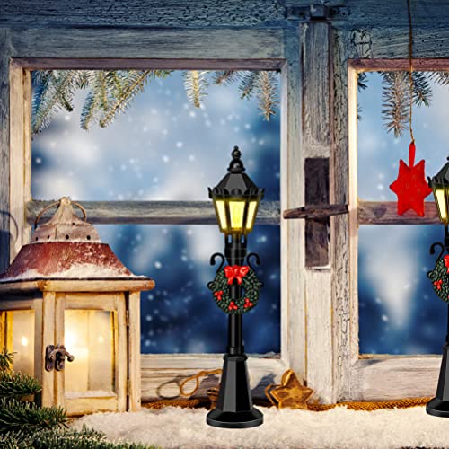 CFTGIW 4 PCs Weihnachten Street Light Dollhouse Streetlight Miniature Village Pathway Lantern Post für DIY Landscape Fairy Garden Accessoires Model Batterie Matches Matches von CFTGIW