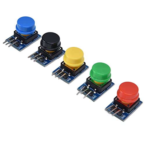 CFTGIW 5pcs-Taste Modul Großer Druckschalterplatine mit Farbabdeckungen Elektronische Bausteine ​​Montage-ENSU und Mühe- Seine Struktur für Disass-Taste-Module3-Pin-Taste Modulepush von CFTGIW