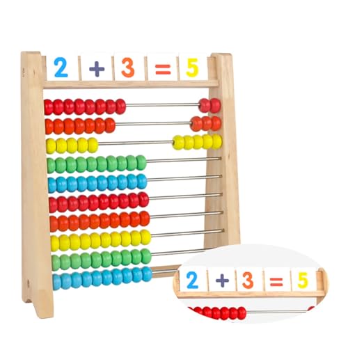 CFTGIW Hölzerne Abacus Rack Arithmetische Mathematik 100 Perlen Bildungszählen Abacus Toy zu Erfassen und eine Basismathematik. Buntes Design mit Co Abacus Rackwooden Abacus Rack von CFTGIW