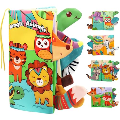 Baby Book Fabric Book for Babies, Baby Toy 0 - 6 Months, Picture Book with Jungle Animals, Feel Book Crinkle Book, Early Development Baby Cloth Books, Perception Learning Toy, Gifts for Boys Girls von CFXJXDL