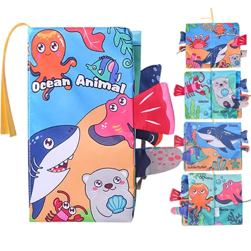 Baby Book Fabric Book for Babies, Baby Toy 0 - 6 Months, Picture Book with Marine Animals, Feel Book Crinkle Book, Early Development Baby Cloth Books, Perception Learning Toy, Gifts for Boys Girls von Sterling Protector Case