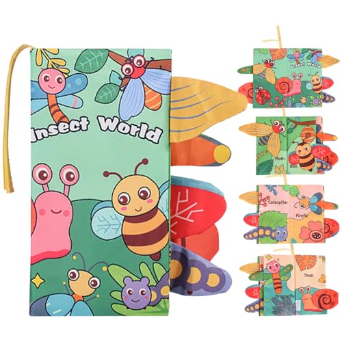 CFXJXDL Baby Book Fabric Book for Babies, Baby Toy 0-6 Months, Picture Book with Insects, Feel Book Crinkle Book, Early Development Baby Cloth Books, Perception Learning Toy, Gifts for Boys Girls von CFXJXDL