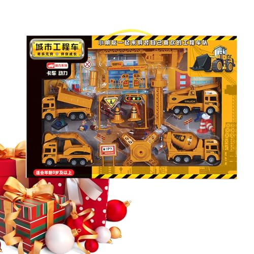 CGACCSD Bauauto-Set für Kinder,BAU-Spielfahrzeug-Set,Zurückziehbares Spielzeugauto, Push-and-Go-Bauauto - Verbessern Sie Ihre sozialen Fähigkeiten. Spielzeugbagger, Bulldozer, LKWs für Hinterhof und von CGACCSD