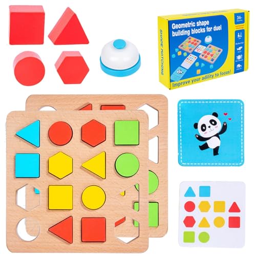 CGACCSD Form-Matching-Spiel, Form-Farb-Matching-Brett,Geometrisches passendes Brettpuzzle aus | Farbsensorisches Lernspielzeug für Kindergartenkinder ab 3 Jahren von CGACCSD