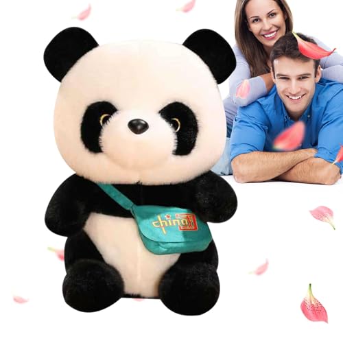 CGACCSD Panda Stofftier,Panda Plüschtier,Panda-Wurfkissen mit Tasche | Weiche Kuschelpuppe, Tierspielzeug, verspielter Begleiter für Wohnzimmer, Schlafzimmer, Auto von CGACCSD