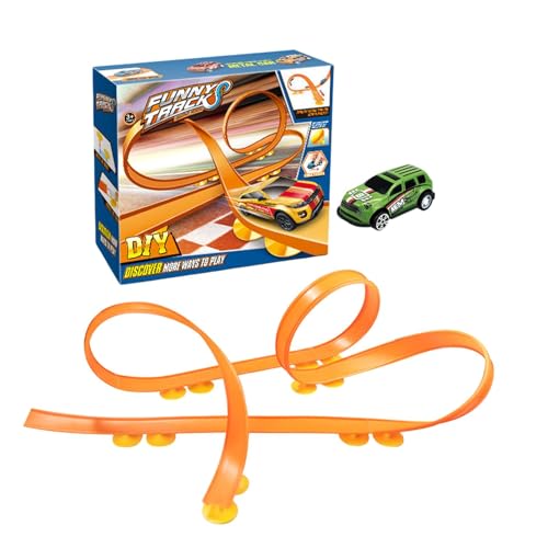 Rennstrecke Spielzeug Ab 3-6 Jahre Kinder Auto Rennbahn Autobahn Mit Flexiblen Gleisen,Rennwagen Rampe Spur Fahrzeug Garage Spielzeug - Autogarage Abenteuerspielzeug Für Kinder von CGACCSD