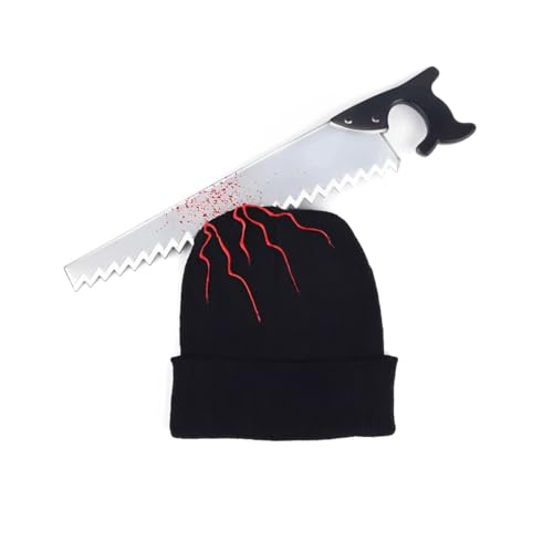 CGVG Halloween Zombie Scary Knife Hut Bloody Zombies Horror Kostüm Zubehör Beanie Hut mit großer Metzger waffe Gruselig Kostüm für Hallowenn Horror Party Karneval von CGVG