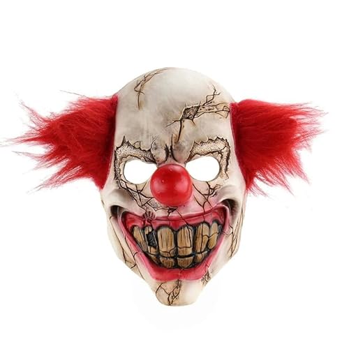 CGVG Hallowenn Horror Clown Maske mit Roten Haare Horror Maske Clown Deko Halloween Deko für Fasching Horror Party Cosplay Horror Clown Kostüm von CGVG