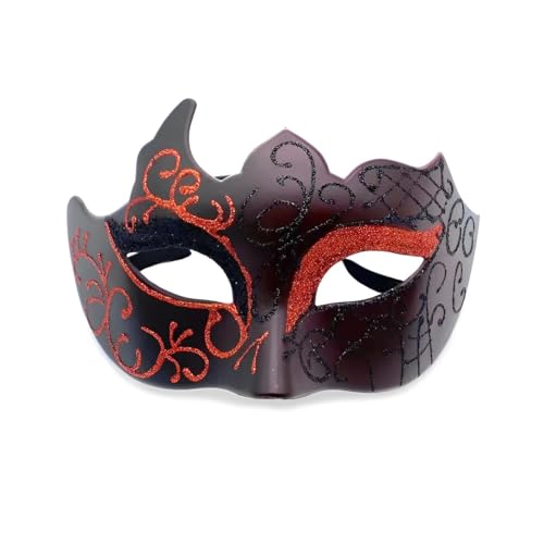 CGVG Karneval Maske Venezianische Maske Halloween Maske Masquerade Mask Vampir Augenmaske Venedig Maske Mardi Gras für Damen Herren Maskenball Kostüm Party Cosplay (Schwarz und Dunkelrot) von CGVG