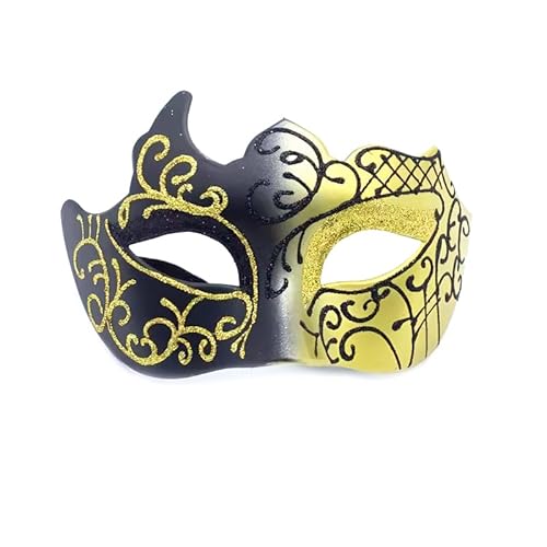 CGVG Karneval Maske Venezianische Maske Halloween Maske Masquerade Mask Vampir Augenmaske Venedig Maske Mardi Gras für Damen Herren Maskenball Kostüm Party Cosplay (Schwarz und Gold) von CGVG