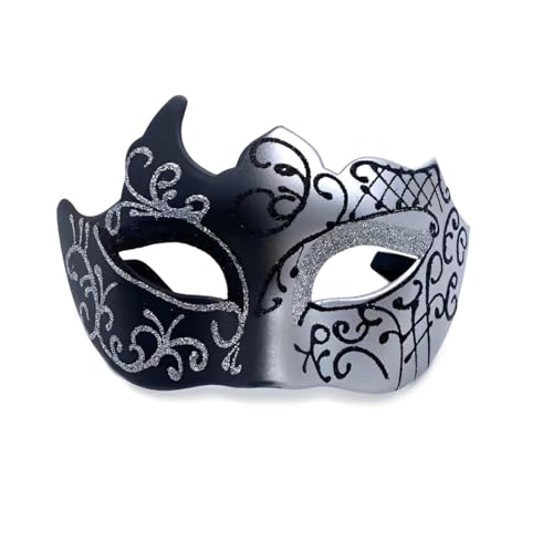 CGVG Karneval Maske Venezianische Maske Halloween Maske Masquerade Mask Vampir Augenmaske Venedig Maske Mardi Gras für Damen Herren Maskenball Kostüm Party Cosplay (Schwarz und Silber) von CGVG