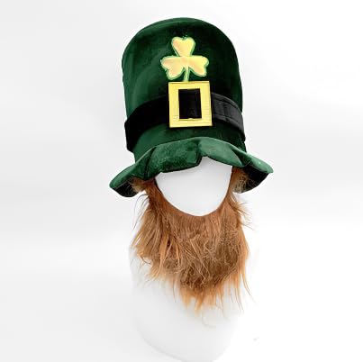 CGVG St. Patrick's Day Hut Koboldhut Uni Irischer Hut Irische Party Supplies Kostüm Zubehör St. Patricks Day Zubehör für Männer Frauen (mit Bart) von CGVG