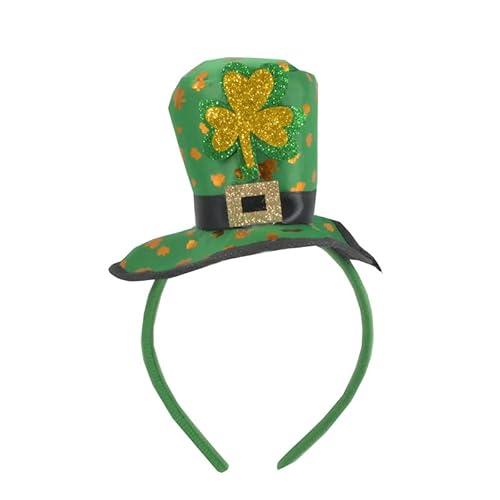 CGVG St. Ppatrick's Day Kleeblatt Stirnband Irischer Mini Grün Zylinder Hut Stirnband Kleeblatt Hut Haarband St. Patricks Day Zubehör Irisches Kostüm Zubehör (Grün-1) von CGVG