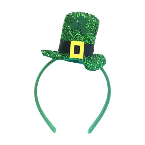 CGVG St. Ppatrick's Day Kleeblatt Stirnband Irischer Mini Grün Zylinder Hut Stirnband Kleeblatt Hut Haarband St. Patricks Day Zubehör Irisches Kostüm Zubehör (Grün-2) von CGVG