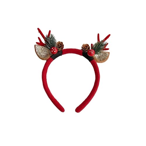 CGVG Weihnachten Haarreifen Rentier Kopfschmuck Reindeer Stirnbänder Weihnachten Hirschgeweih Haarschmuck Blinkende Geweih Haarbänder Weihnachtsdeko Foto Requisiten (Rot) von CGVG