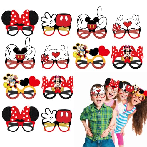 CGYADSY 12 Paar Party Brille, Micckey Mousse Brille, lustig Papier Partybrille, Dekorations-Requisiten für Kinderpartys, LNeuheit Party ustige Partybrillen für Erwachsene, Jungen und Mädchen von CGYADSY