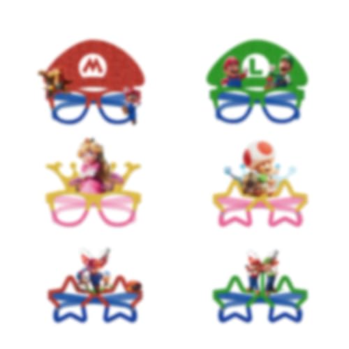 CGYADSY 12 Paar Party Brille, Super Marioo Brille, lustig Papier Partybrille, Dekorations-Requisiten für Kinderpartys, LNeuheit Party ustige Partybrillen für Erwachsene, Jungen und Mädchen von CGYADSY