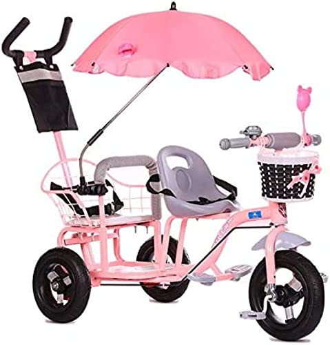 Kinder-Doppel-Dreirad, Zwillings-Kinderwagen mit Klapppedal, Sommer-Baby-Kinderwagen, Doppelsitz-Buggy für Kinder im Alter von 1–6 Jahren von CGonqx