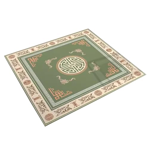 Anti-Rutsch Mahjong Poker-Domino-Tischkissen Quadratische Spieltischdecke im chinesischen Stil for den Innen- und Außenbereich, Spielmatte for Pokerkarten, Mahjongg-Spiel(Black,51.2x51.2inch/130x130cm von CHAASDEOM