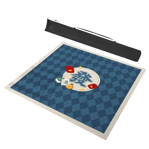 Anti-Rutsch Mahjong Poker-Domino-Tischkissen Quadratische Polyesterfaser mit Aufbewahrungstasche und Geräuschreduzierung, 10 Größen(Blue,23.6x23.6inch/60x60cm) von CHAASDEOM