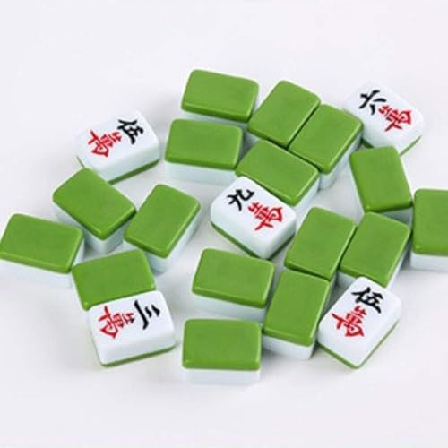 CHAASDEOM Chinesisches Mahjong-Kleid Mahjong-Set, Mahjong-Set, Versammlungs-Partyspiel, traditionelles Spiel mit Box for chinesisches Spielen(Green) von CHAASDEOM