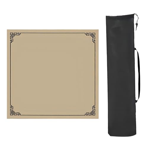 Mahjong Spiel Poker Anti-Pad Anti-Rutsch, Mahjong-Tischmatte, Reibungswiderstand mit Aufbewahrungstasche, rutschfeste Mahjong-Spielmatte mit Geräuschreduzierung(Khaki,70x70cm (27.55x27.55in)) von CHAKEUZND