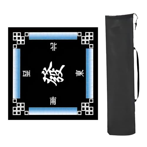 Mahjong Spiel Poker Anti-Pad Anti-Rutsch, Mit Anleitung, quadratische, rutschfeste Tischmatte mit Geräuschreduzierung, for Poker-, Karten- und Brettspiele, Legespiele(Black,70x70cm(27.55x27.55in)) von CHAKEUZND