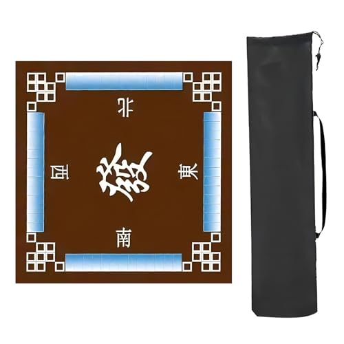 Mahjong Spiel Poker Anti-Pad Anti-Rutsch, Mit Anleitung, quadratische, rutschfeste Tischmatte mit Geräuschreduzierung, for Poker-, Karten- und Brettspiele, Legespiele(Bruin,70x70cm(27.55x27.55in)) von CHAKEUZND