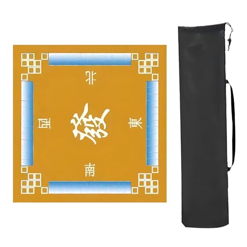 Mahjong Spiel Poker Anti-Pad Anti-Rutsch, Mit Anleitung, quadratische, rutschfeste Tischmatte mit Geräuschreduzierung, for Poker-, Karten- und Brettspiele, Legespiele(Giallo,70x70cm(27.55x27.55in)) von CHAKEUZND