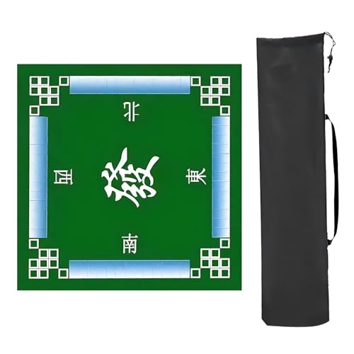 Mahjong Spiel Poker Anti-Pad Anti-Rutsch, Mit Anleitung, quadratische, rutschfeste Tischmatte mit Geräuschreduzierung, for Poker-, Karten- und Brettspiele, Legespiele(Green,70x70cm(27.55x27.55in)) von CHAKEUZND