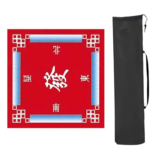 Mahjong Spiel Poker Anti-Pad Anti-Rutsch, Mit Anleitung, quadratische, rutschfeste Tischmatte mit Geräuschreduzierung, for Poker-, Karten- und Brettspiele, Legespiele(Rosso,70x70cm(27.55x27.55in)) von CHAKEUZND