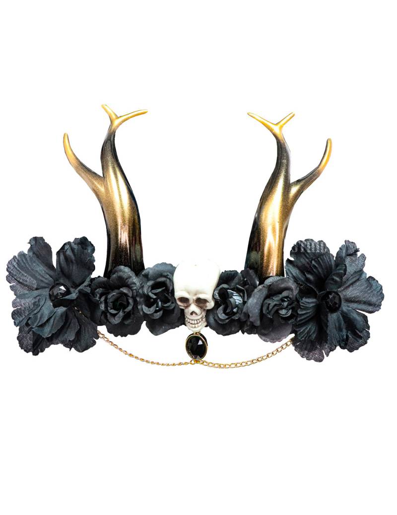 Halloween-Haarschmuck mit Hörnern schwarz-gold von CHAKS