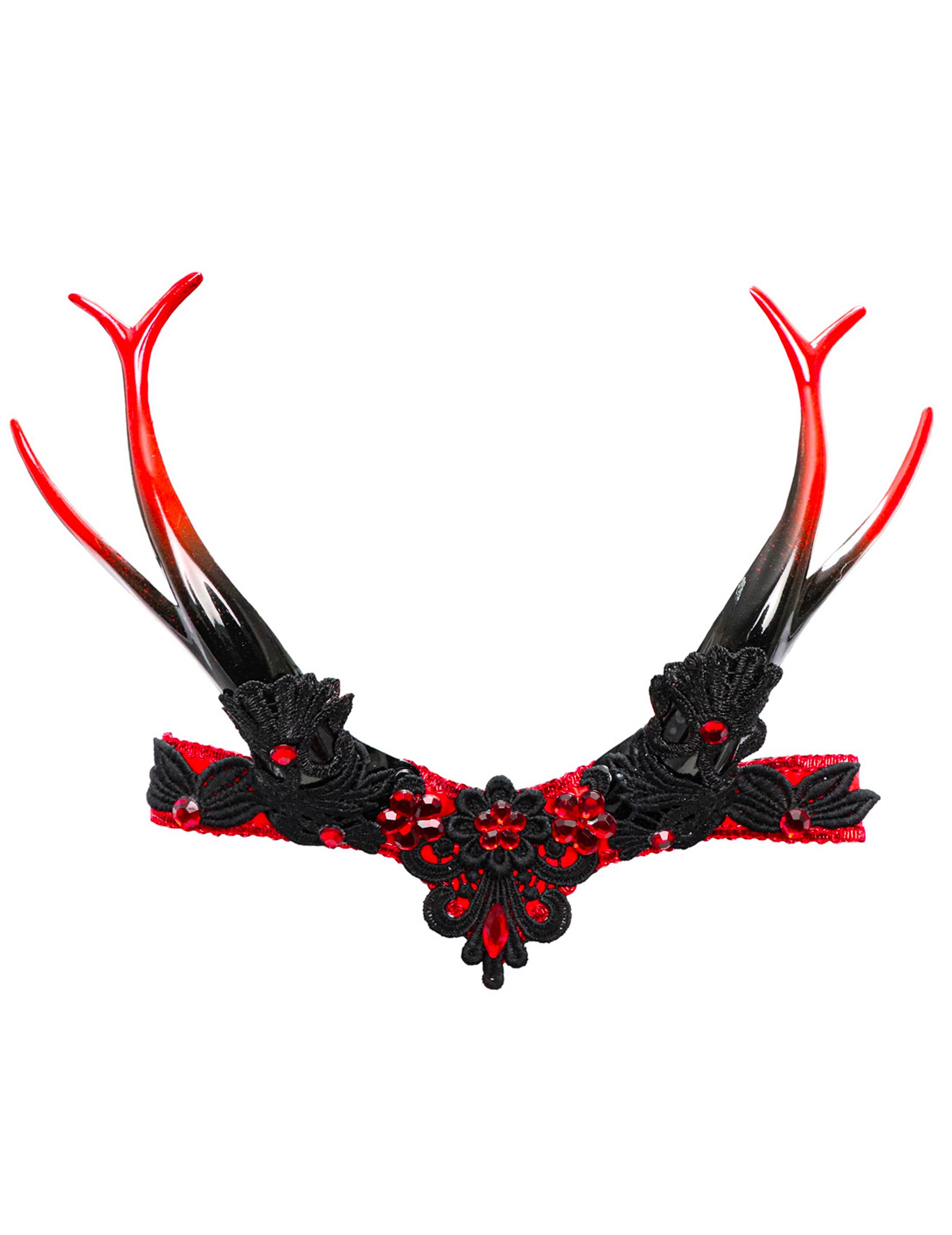 Halloween-Haarschmuck mit Hörnern schwarz-rot von CHAKS