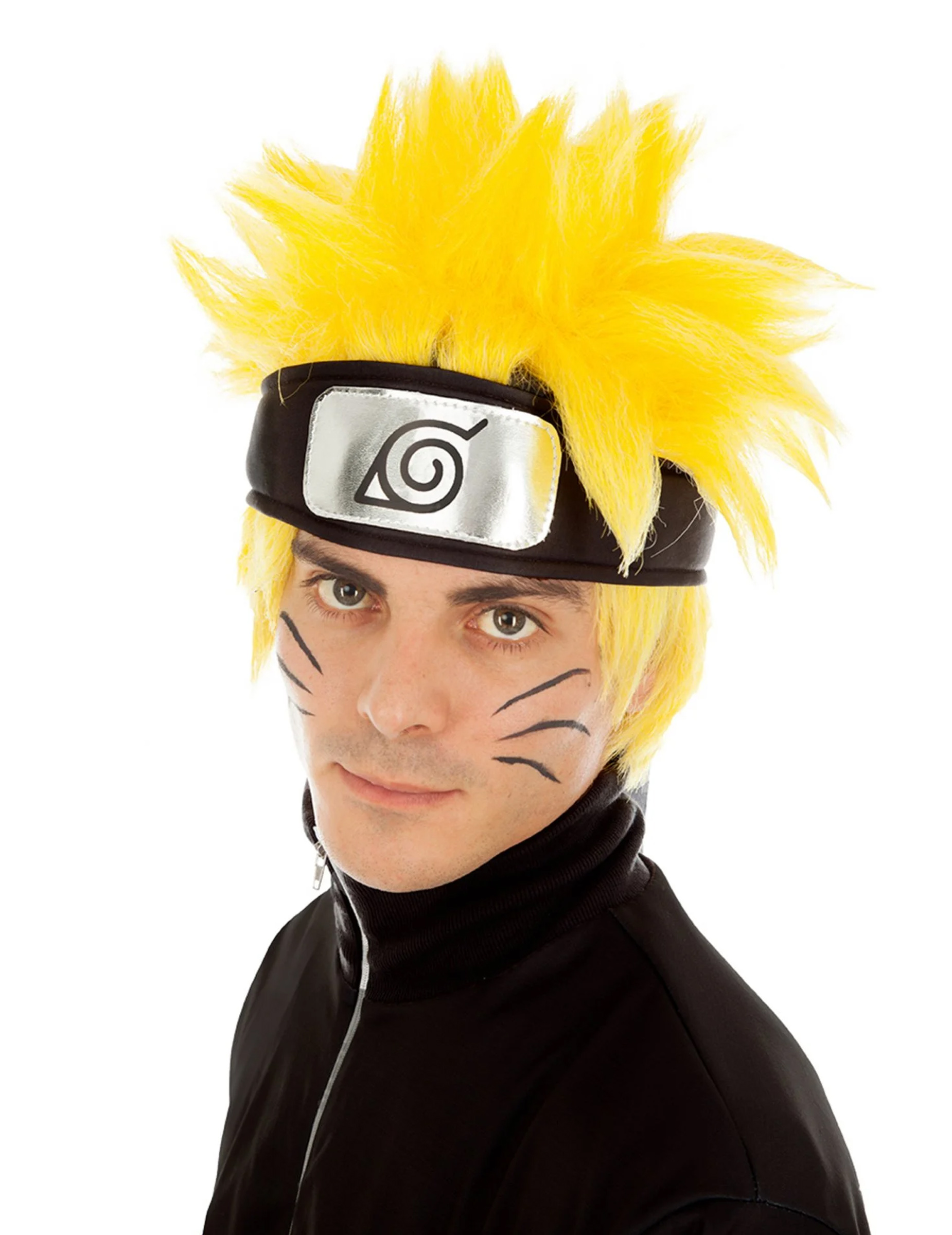 Naruto-Perücke Kostüm-Accessoire gelb-schwarz von CHAKS