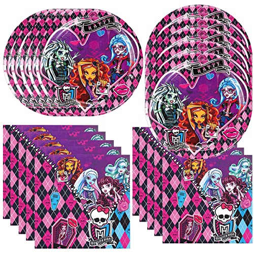 Das 40er-Pack Monster-High-Partyzubehör enthält 20 Teller, 20 Servietten für die Monster-High-Party-Dekoration von CHAMPBULL