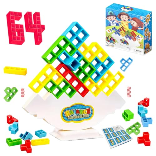 CHANCCI Tetra Tower Spiel für Kinder Erwachsene,Tetra Tower Balancing Stacking Spielzeug Eltern-Kind interaktives Spielzeug Montessori Spielzeug Bausteine Geschenk für Kinder Erwachsene (64PCS) von CHANCCI